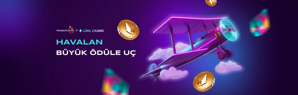 Pragmatic Play Havalan, Büyük Ödüle Uç afişi: bulutlar arasında çift kanatlı uçak
