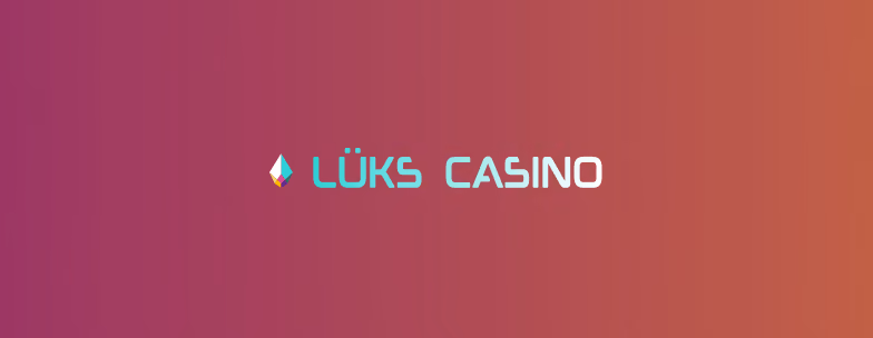 Vişne ve mercan tonlu degrade zemin üzerinde Lüks Casino logosu