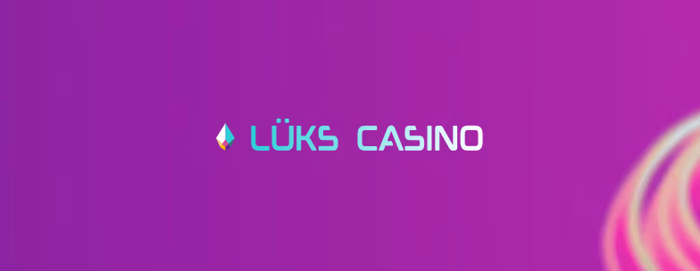 Mor degrade ve ışık halkaları üzerinde Lüks Casino logosu